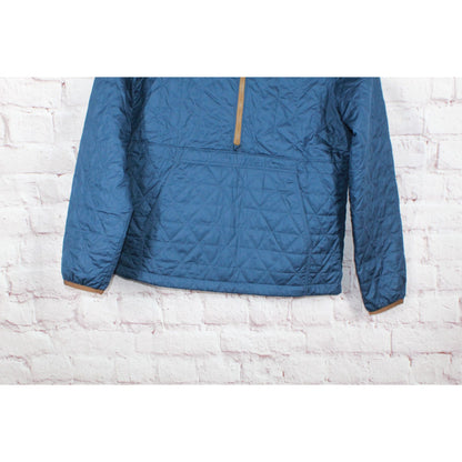 LL Bean Men's Katahdin Insulated Hooded Pullover Half Zip Quilted Mariner Blue S