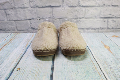 LL Bean Women's Cream Knit Wicked Good Fleece Lined Cozy Slippers Size 10 M