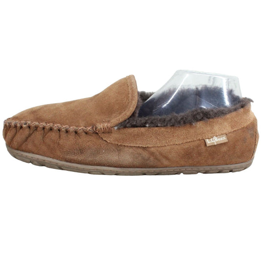 LL Bean Men's Wicked Good Slippers Venetian Shearling Lined Suede Brown 11 M