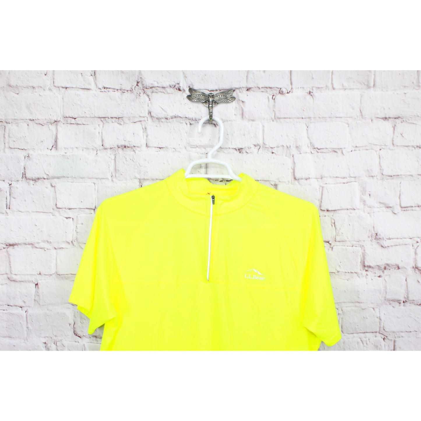 LL Bean Men's Comfort Cycling Jersey Short Sleeve Electric Yellow Size L