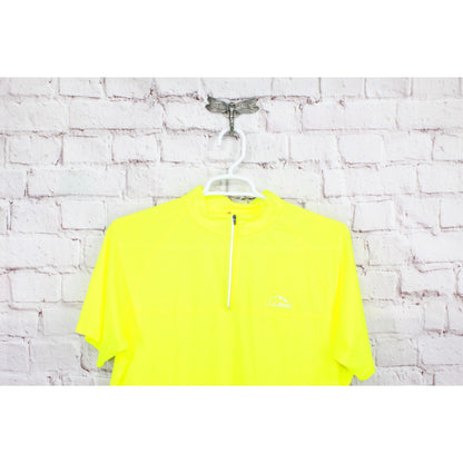 LL Bean Men's Comfort Cycling Jersey Short Sleeve Electric Yellow Size L