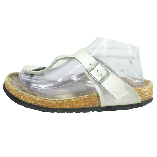 Birkenstock Gizeh Women's Sliver Leather Slip On Birko Flor Thong Sandals Size 8