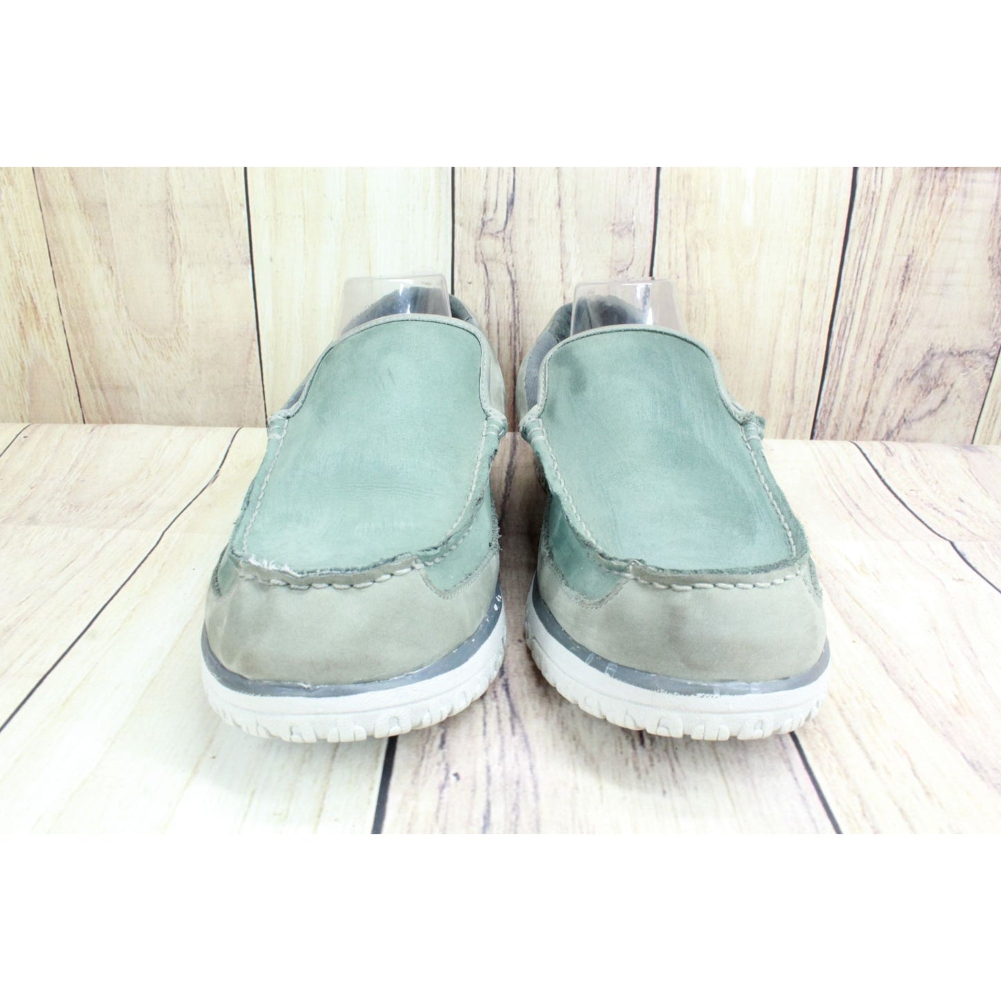 LL Bean Mens All Week Slipper Mocs Shearling Lined Cozy Leather Sedona Sage 12 M