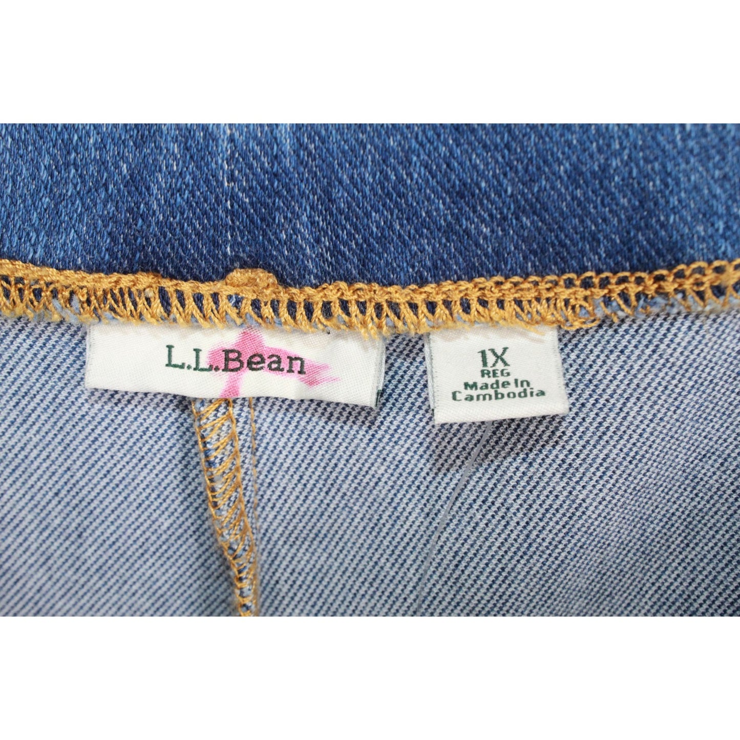 LL Bean Women's Perfect Fit Pants Denim Straight Leg Stonewashed Size 1X Plus