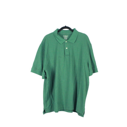 LL Bean Men's Premium Double L Polo Banded Short Sleeve Cotton Green Size XL