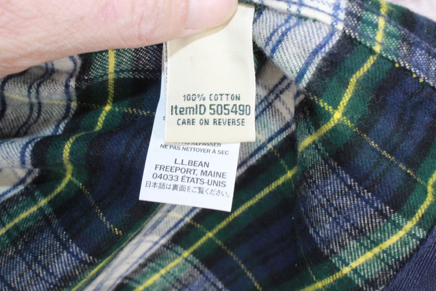 LL Bean Womens Scotch Plaid Flannel Shirt Relaxed Zip Hoodie Cotton Green XS Pet