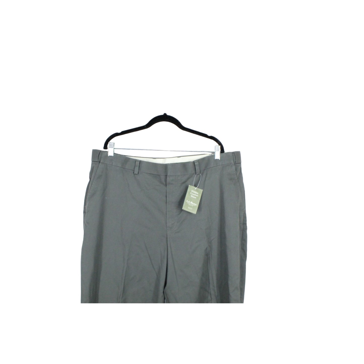 LL Bean Men's Wrinkle Free Double L Chinos Hidden Comfort Plain Front Gray 42