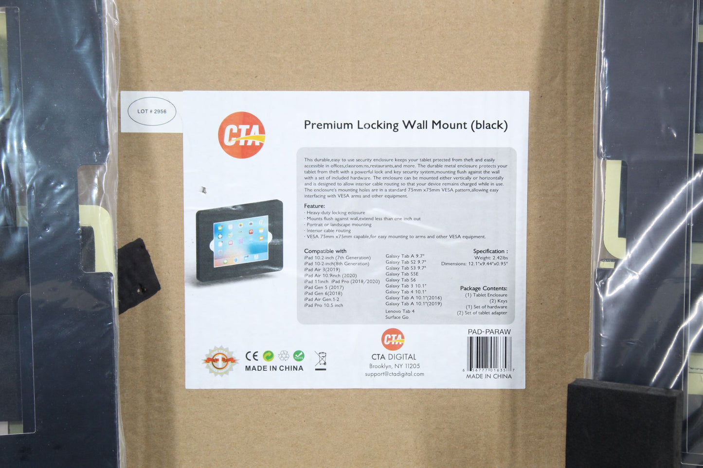 CTA Premium locking Wall Mount for Tablet Black New Open Box