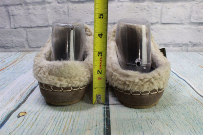 LL Bean Women's Cream Knit Wicked Good Fleece Lined Cozy Slippers Size 10 M