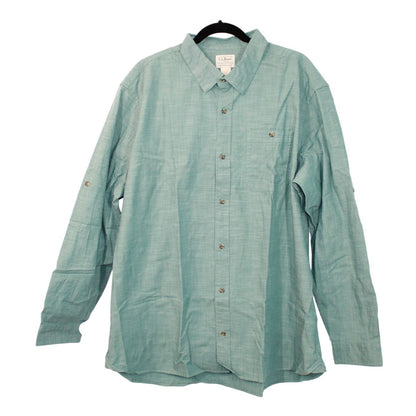 LL Bean Women's Green Cotton Traditional Fit Long Sleeve Button Up Shirt Small