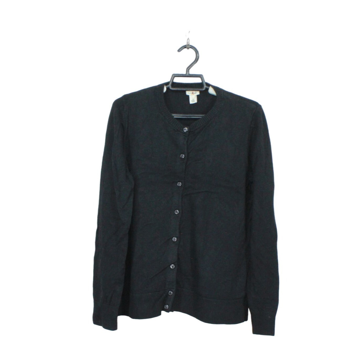 LL Bean Women's Cotton Cashmere Blend Cardigan Button Up Classic Cozy Black S