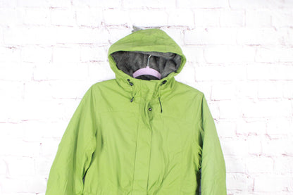 LL Bean Women's Parka Hooded Winter Coat Fleece Quilted Nylon Green Size M