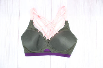 Victoria's Secret Lightweight Cage Front Wireless Sports Bra Olive Green 32D