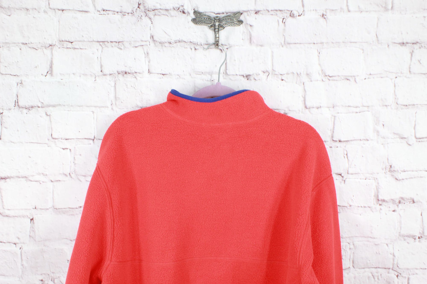 LL Bean Red Polartec Fleece Quarter Snap Pullover Sweater Mens L Womens XL