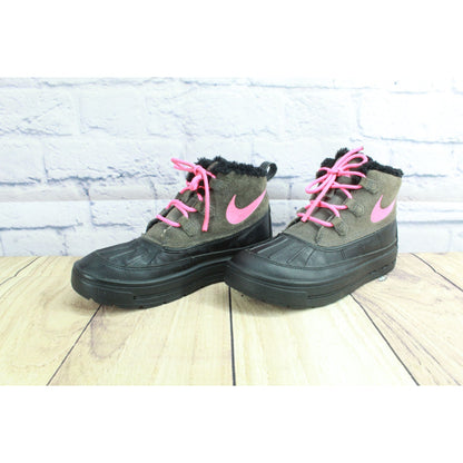 Nike Girl's Woodside Chukka 2 Boots Fleece Lined Waterproof Gray Pink Size 5