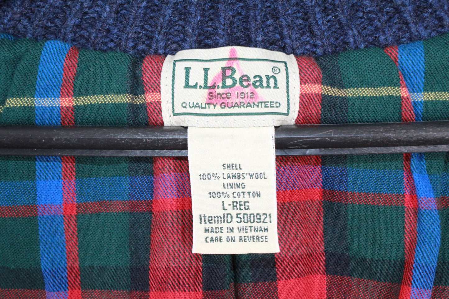 LL Bean Men's Classic Ragg Wool Sweater Full Zip Flannel Lined Soft Warm Blue L