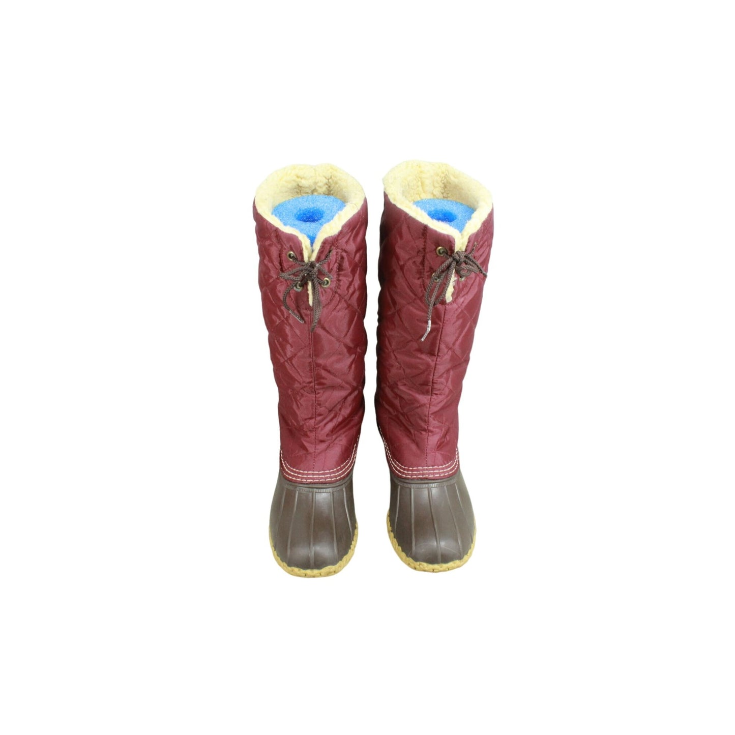 LL Bean Women's Burgundy Nylon Shearling Lined Quilted Waterproof Duck Boots 6 M