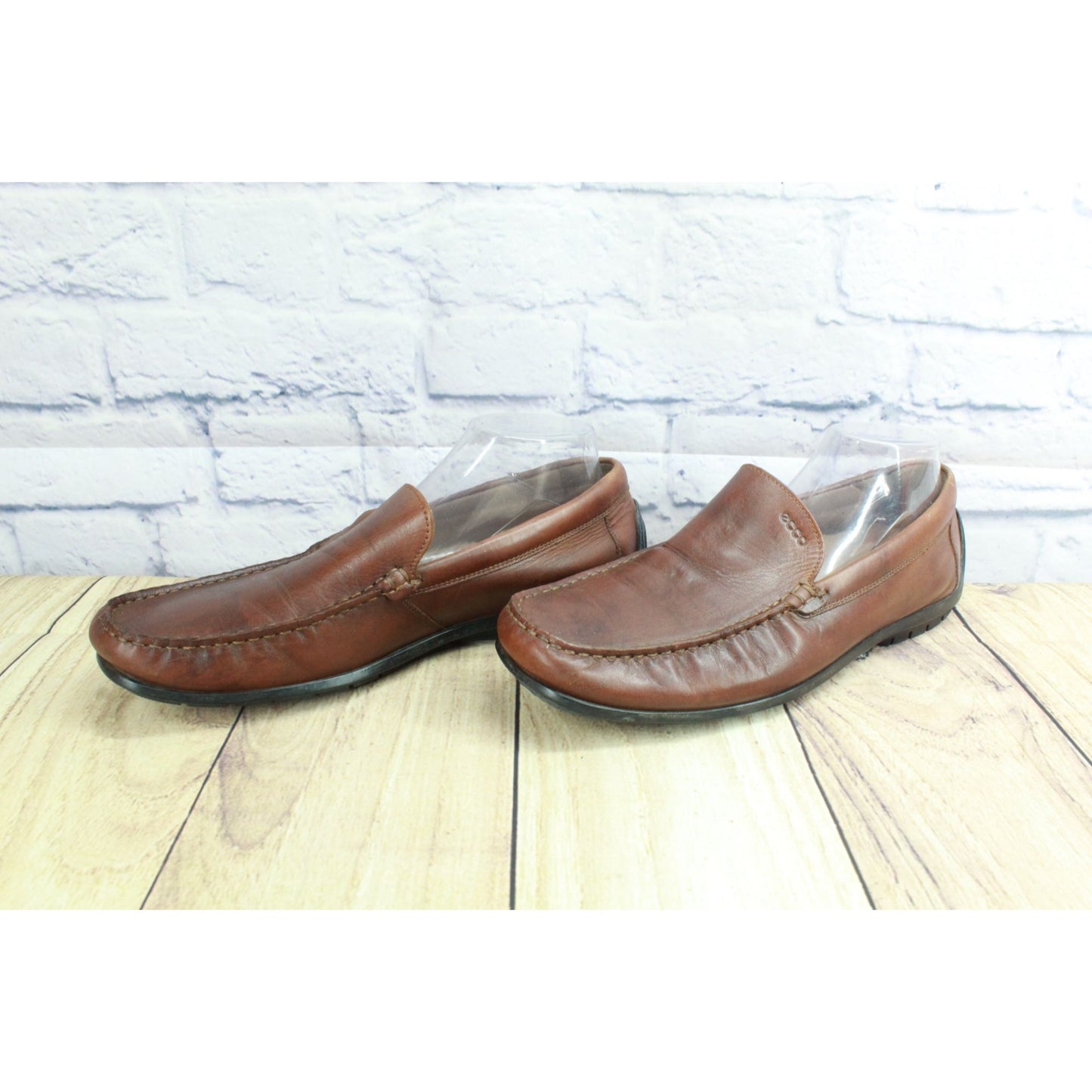 Ecco 590 Driving Moccasin Loafers Slip On Leather Brown US 11 EUR 44