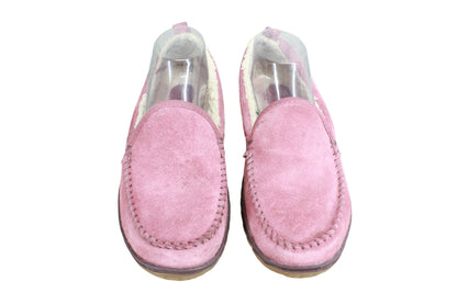 LL Bean Women's Pink Suede Fleece Lined Mountain Moccasin Slippers Size 8 M