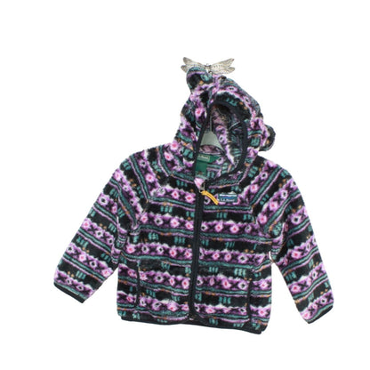 LL Bean Infants' Hi Pile Fleece Jacket Purple Black Print Size 12-18 mons