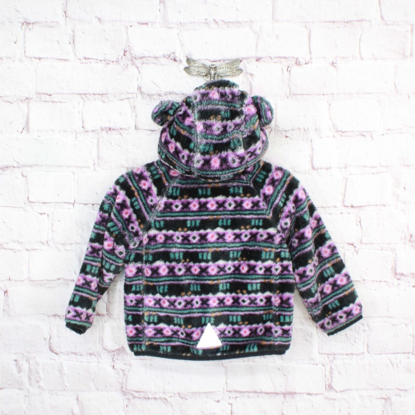 LL Bean Infants' Hi Pile Fleece Jacket Purple Black Print Size 12-18 mons