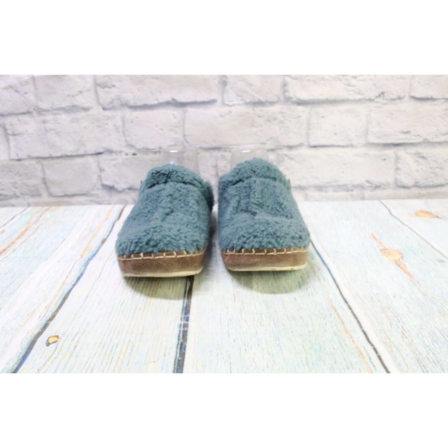 LL Bean Women's Teal Polyester Wicked Good Fleece Lined Cozy Slippers Size 9 M