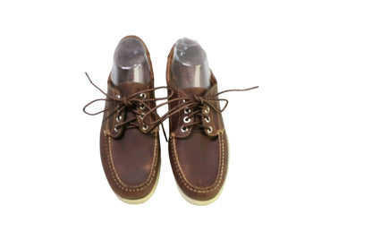 LL Bean Men's Brown Leather Lace Up Handsewn Boat Loafer Shoes Size 7.5 D