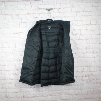 LL Bean Women's Warm Core Down Coat Polyester Snap Zip Black Quilted Size 1X