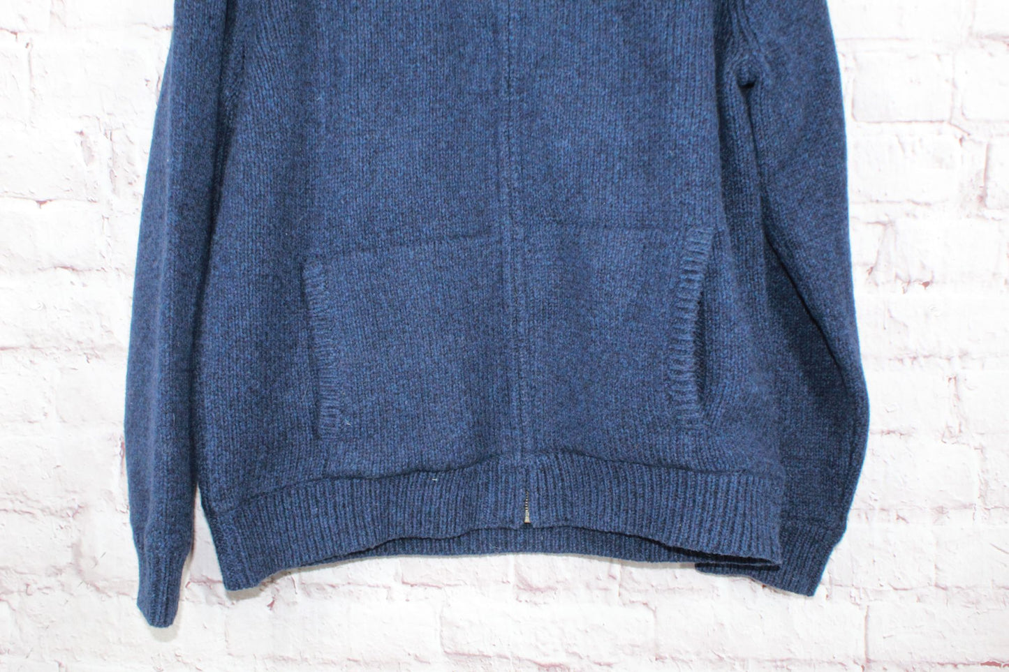 LL Bean Men's Classic Ragg Wool Sweater Full-Zip Flannel-Lined Nautical Navy L