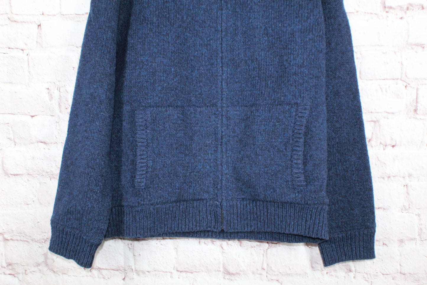 LL Bean Men's Classic Ragg Wool Sweater Full Zip Flannel Lined Soft Warm Blue L