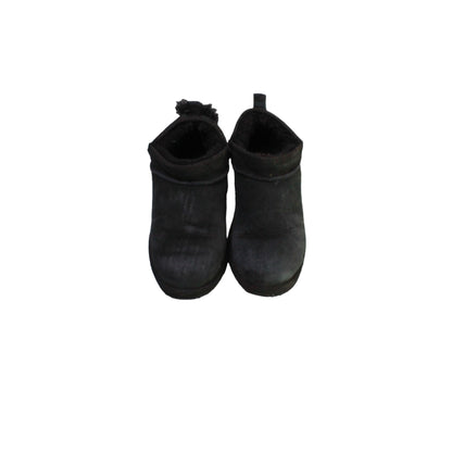 LL Bean Women's Black Suede Wicked Good Shearling Lined Slipper Ankle Boots 6 M