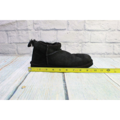 LL Bean Women's Black Suede Wicked Good Shearling Lined Slipper Ankle Boots 6 M