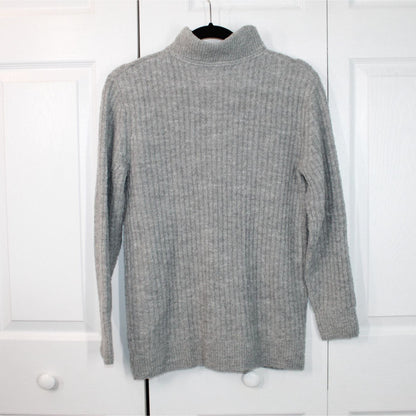 LL Bean Women's Cozy Cloud Sweater Quarter Zip Wool Blend Gray Heather Small