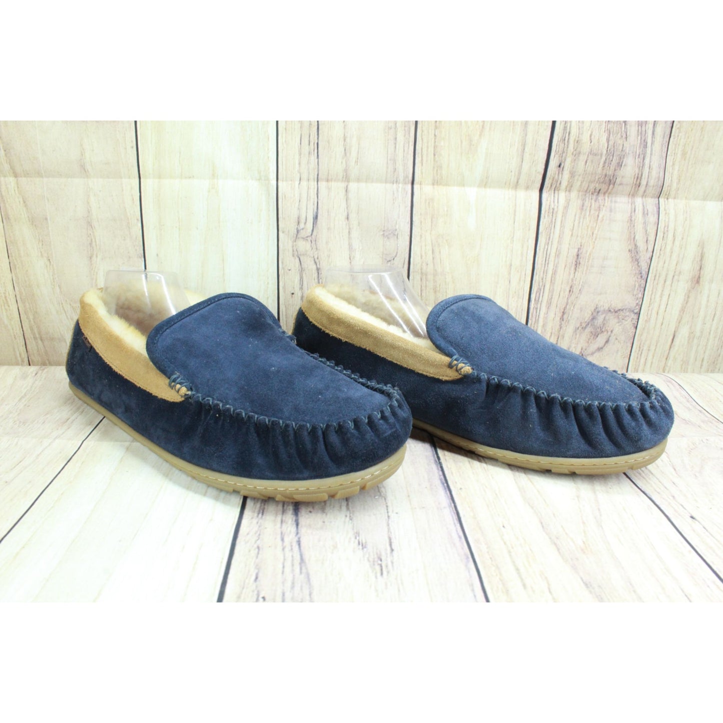 LL Bean Men's Wicked Good Slippers Venetian Carbon Navy Saddle Size 14 M