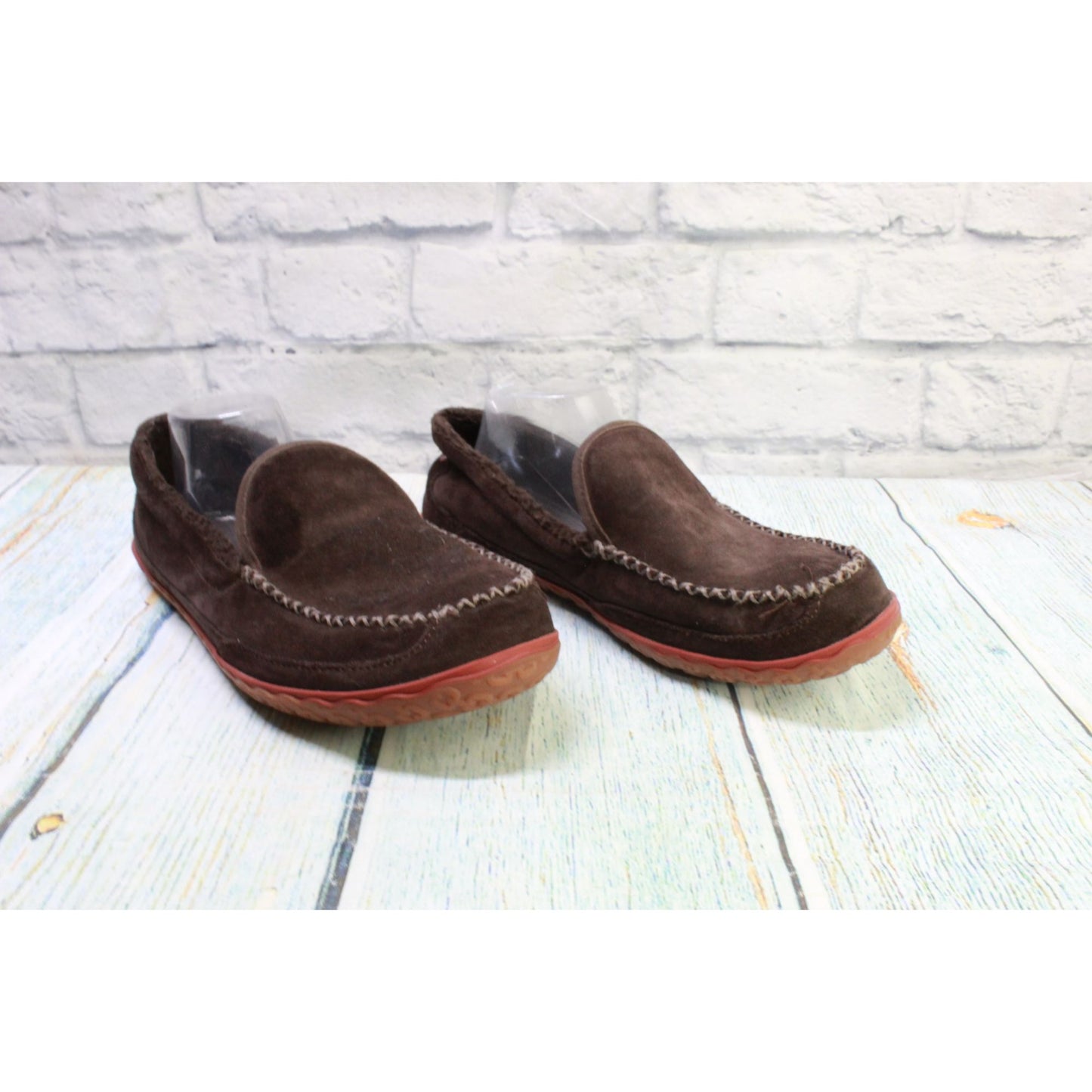 LL Bean Men's Brown Suede Fleece Lined Water Resistant Mountain Slippers Sz 10 M