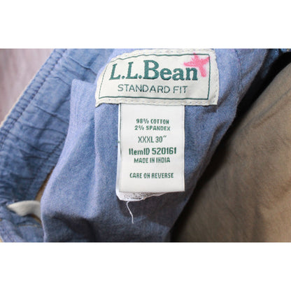 LL Bean Men Lakewashed Stretch Comfort Waist Straight Leg Cotton Khakis XXXL 30"