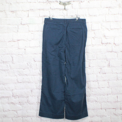 LL Bean Women's Comfort Stretch Pants Mid Rise Wide Leg Chino Classic Navy 10