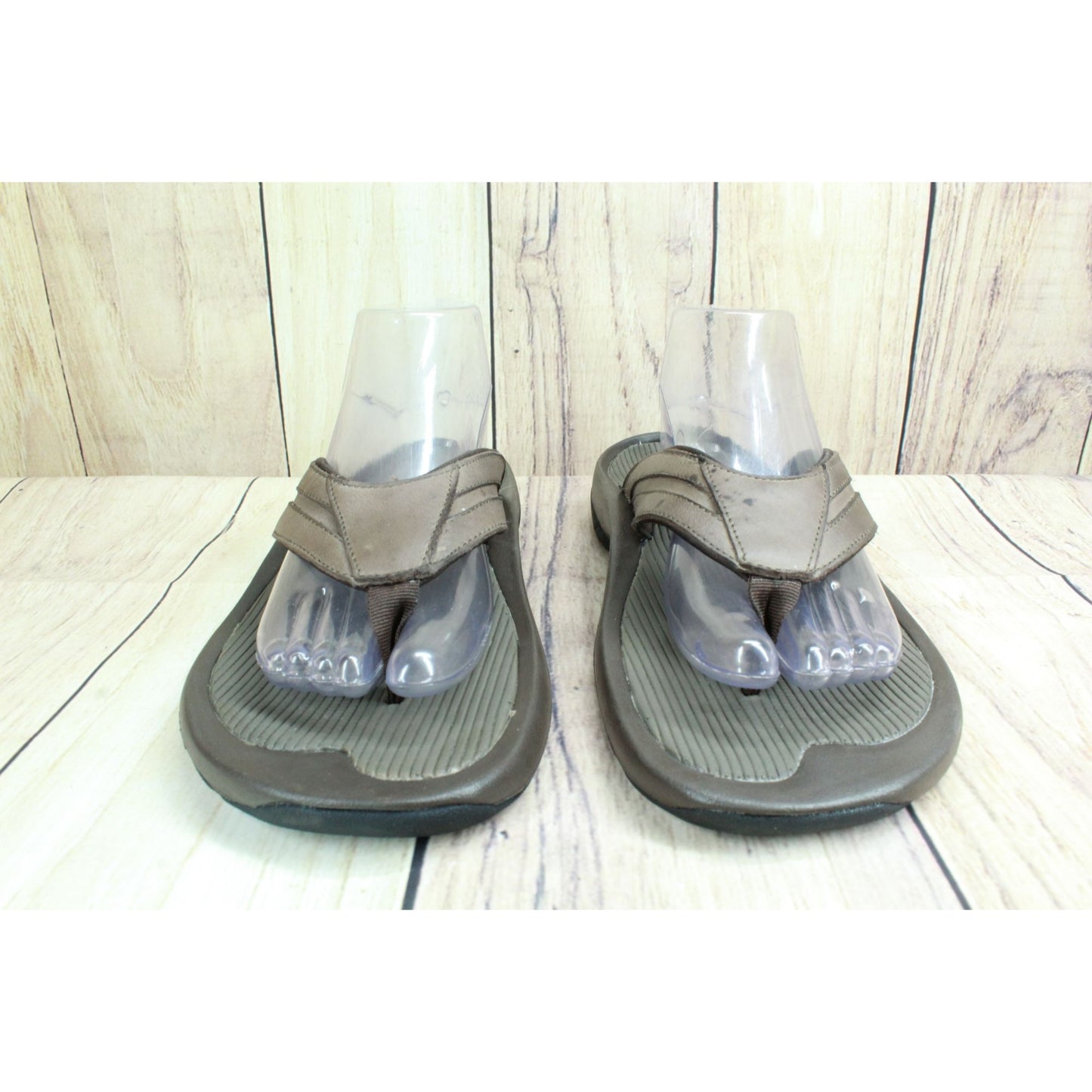 LL Bean Swift River Men's Brown Leather Slip On Waterproof Flip Flops Size 9 M