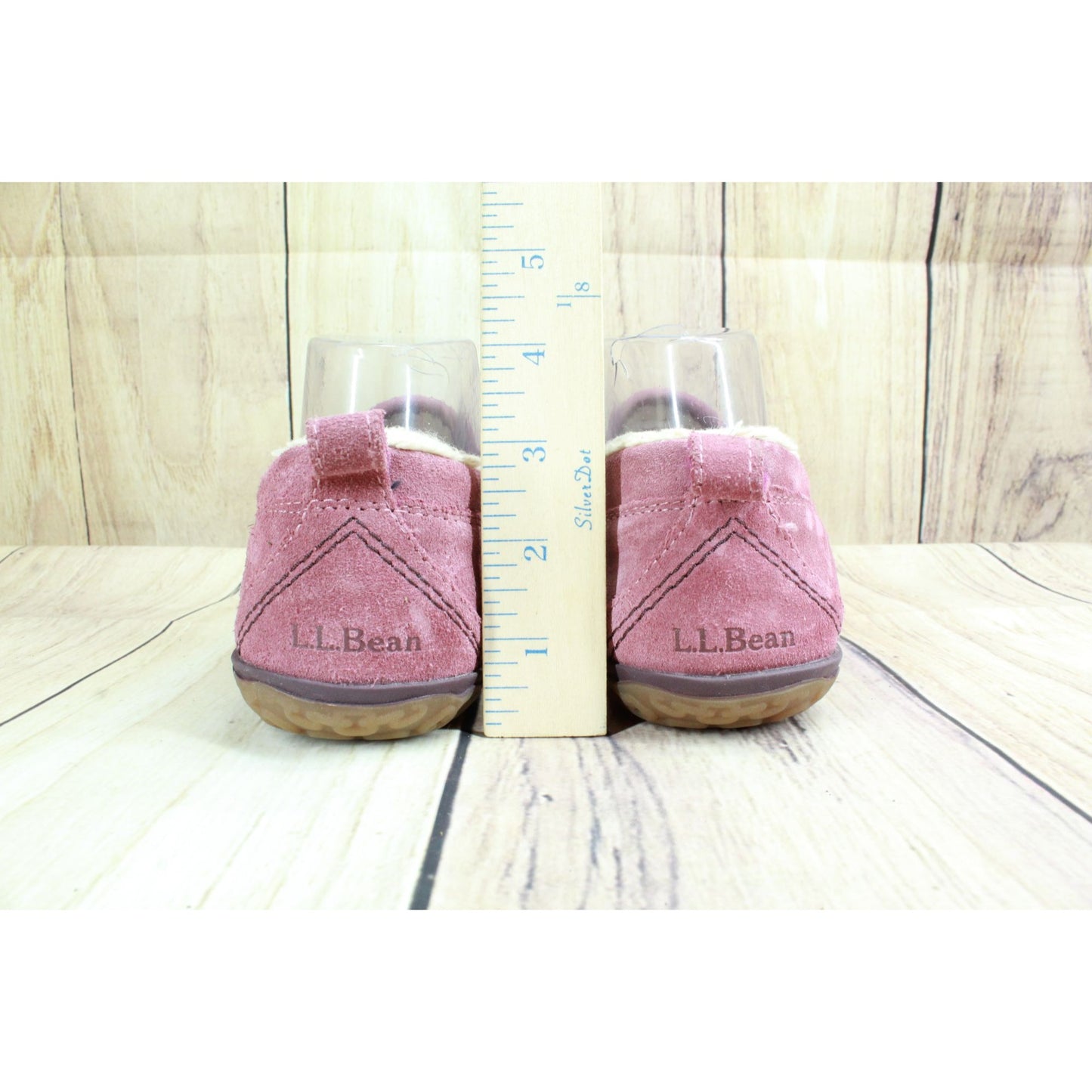 LL Bean Women's Pink Suede Fleece Lined Mountain Moccasin Slippers Size 6 M