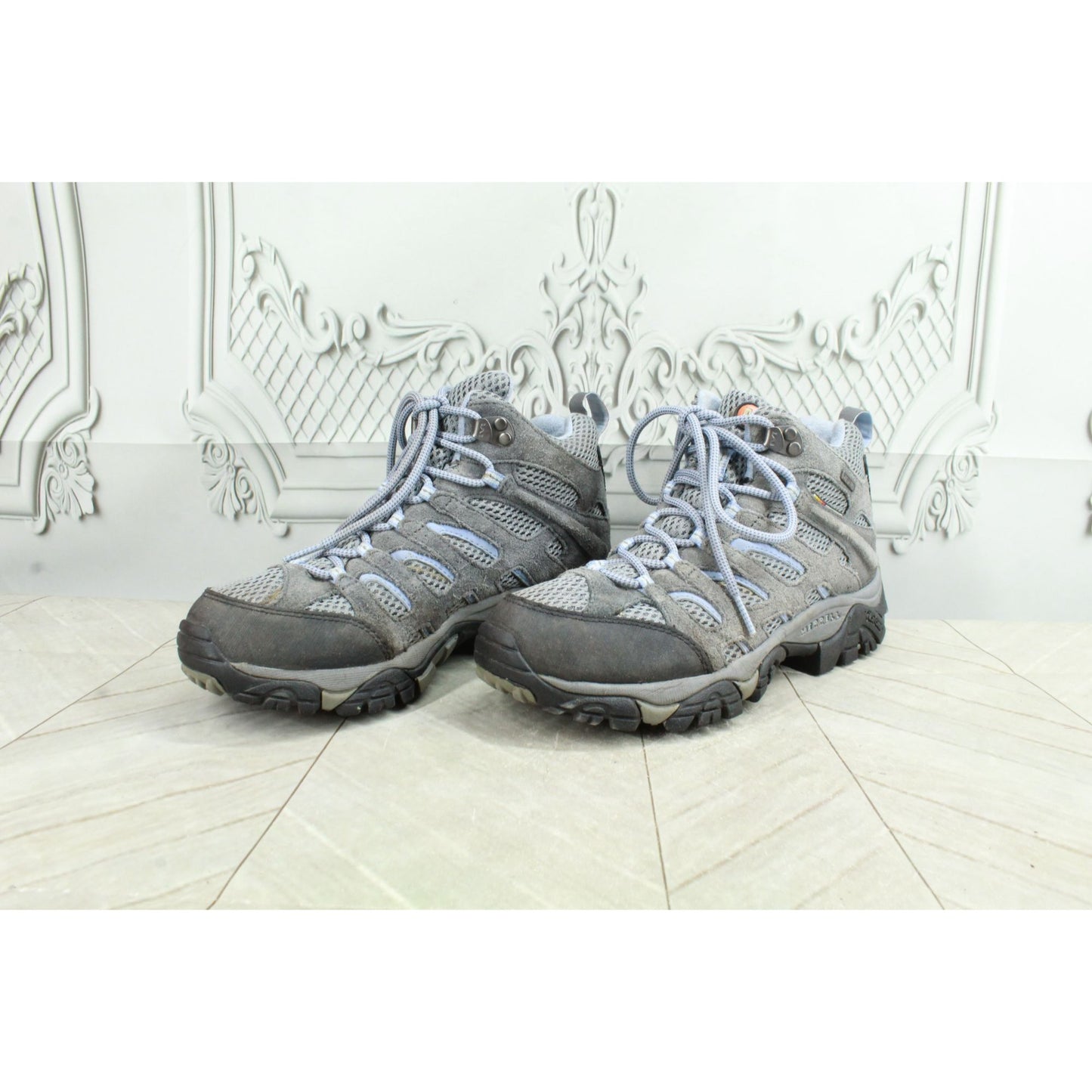 Merrell J88792 Women's Gray Suede Vibram Sole Hiking Trail Boots Size 8.5