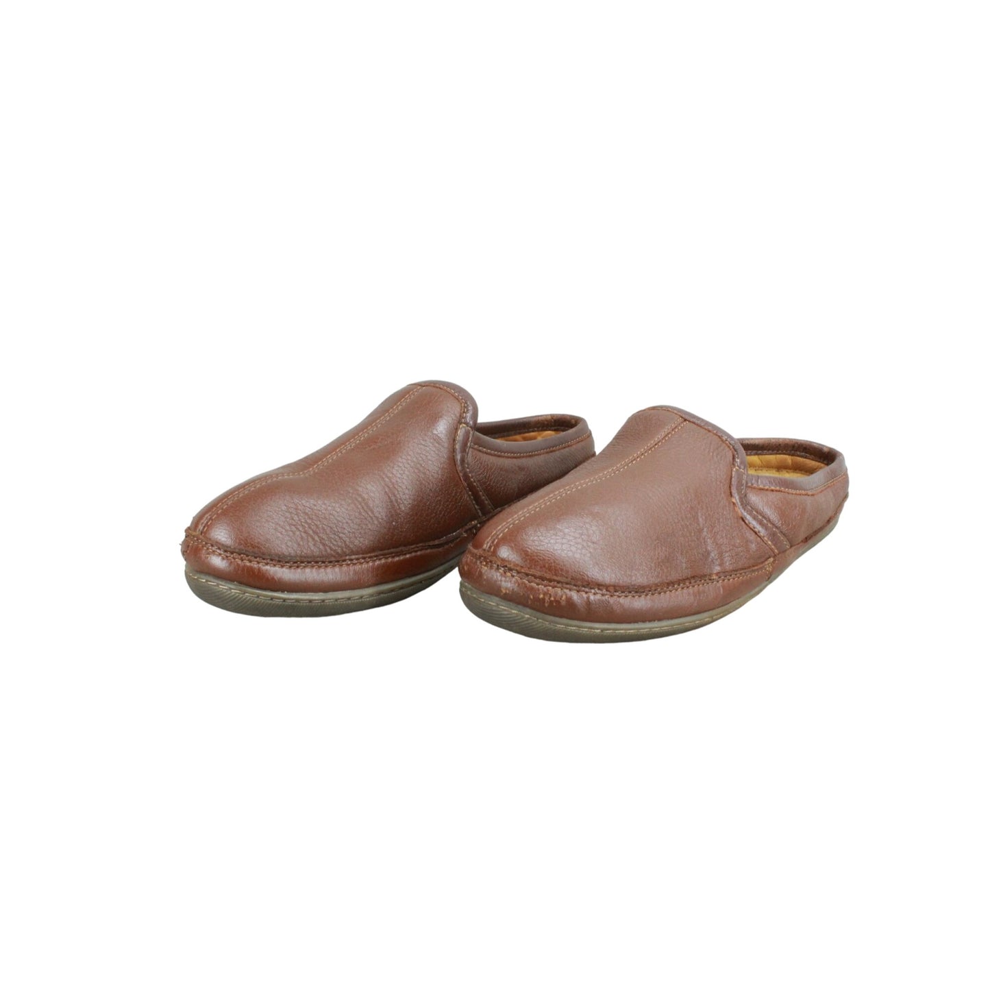 LL Bean Men's Elkhide Brown Pebbled Leather Soft Comfort Slipper Scuffs Size 8 M