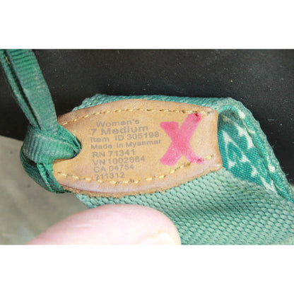 LL Bean Maine Isle Women's Green Nylon Slip On Flip Flop Thong Sandals Size 7 M