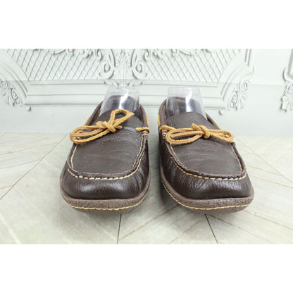 LL Bean Men's Handsewn Slippers Flannel Lined Soft Leather Brown Size 10 M