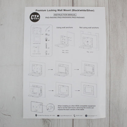 CTA Premium locking Wall Mount for Tablet Black New Open Box