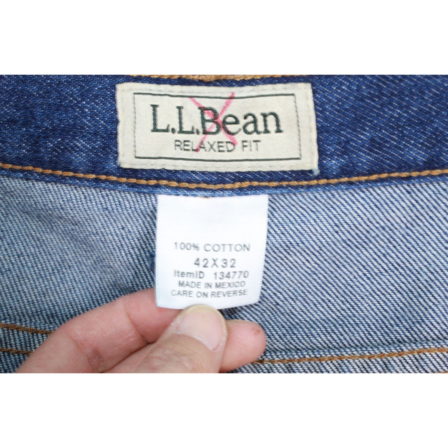 LL Bean Men's Double L Jeans Relaxed Fit Straight Leg Cotton Stonewashed 42x32