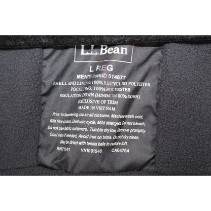 LL Bean Men's Beans Down Hooded Jacket Quilted Dark Marine Blue Size L