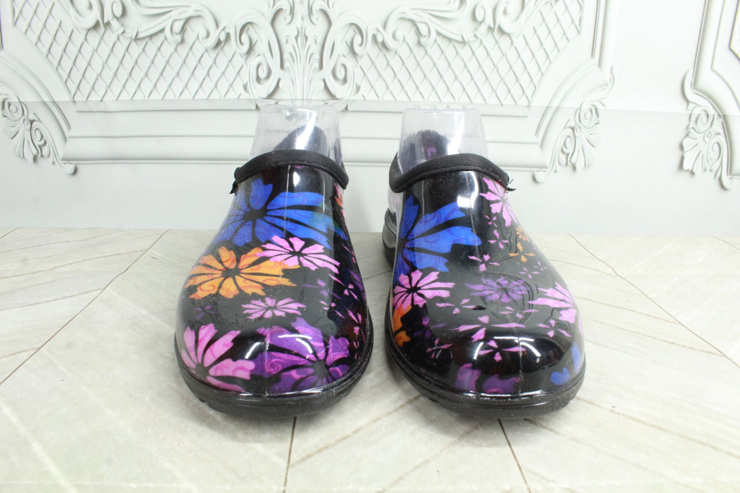 Sloggers Women's Flower Power Print Rain Garden Slip on Shoes Size 10