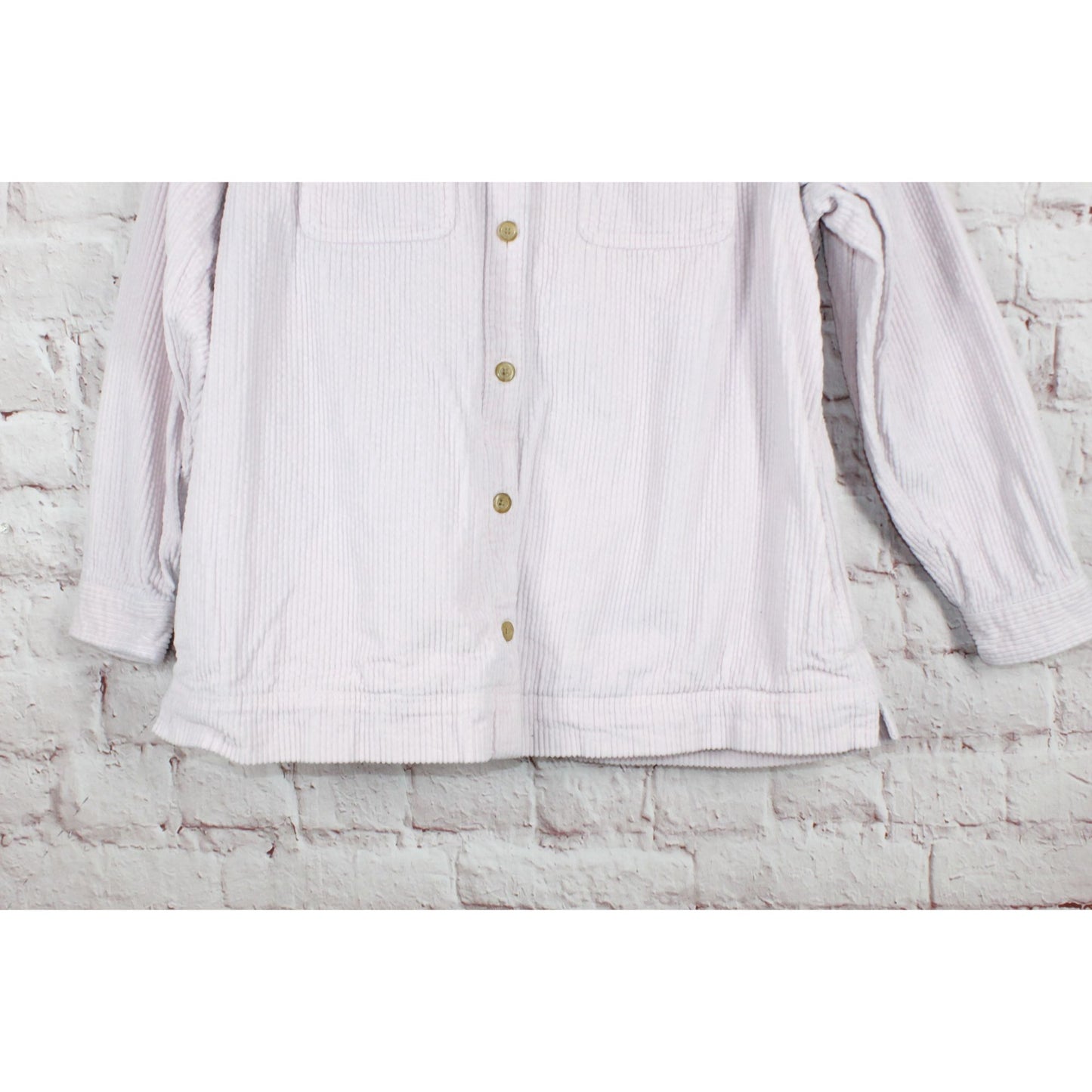 LL Bean Women's 100% Cotton Corduroy Button Up Long Sleeves Shirt Light Pink