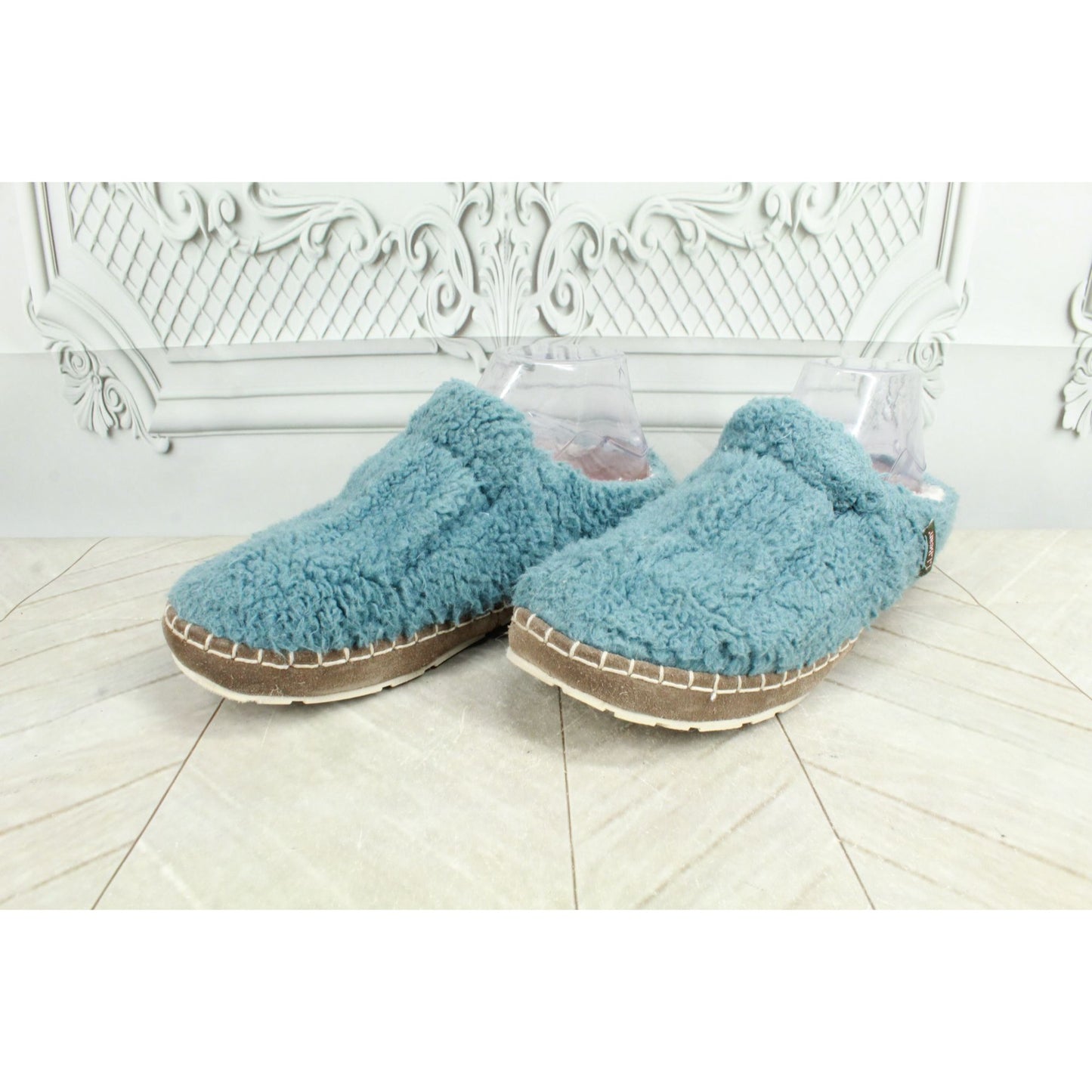 LL Bean Women's Aqua Knit Wicked Good Fleece Lined Cozy Slippers Size 8 M