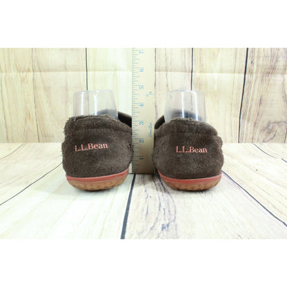 LL Bean Men's Brown Suede Fleece Lined Non Slip Mountain Moccasin Slippers 10 M